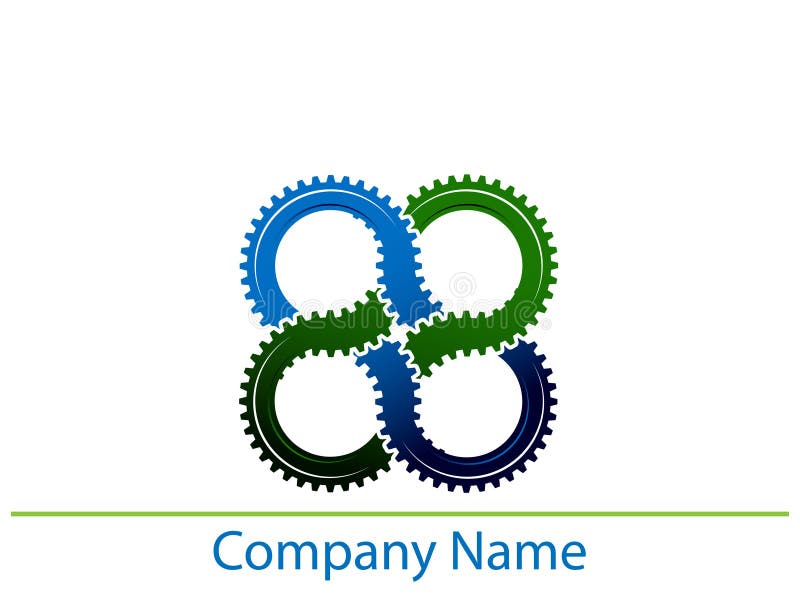 Linked gears isolated illustrated logo design. Linked gears isolated illustrated logo design