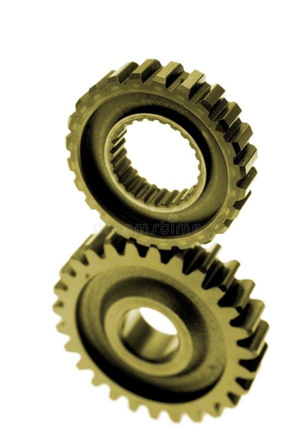 Two gears isolated over white. Two gears isolated over white