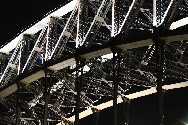 Detail of Steel on Sydney Harbour Bridge at night. Detail of Steel on Sydney Harbour Bridge at night.