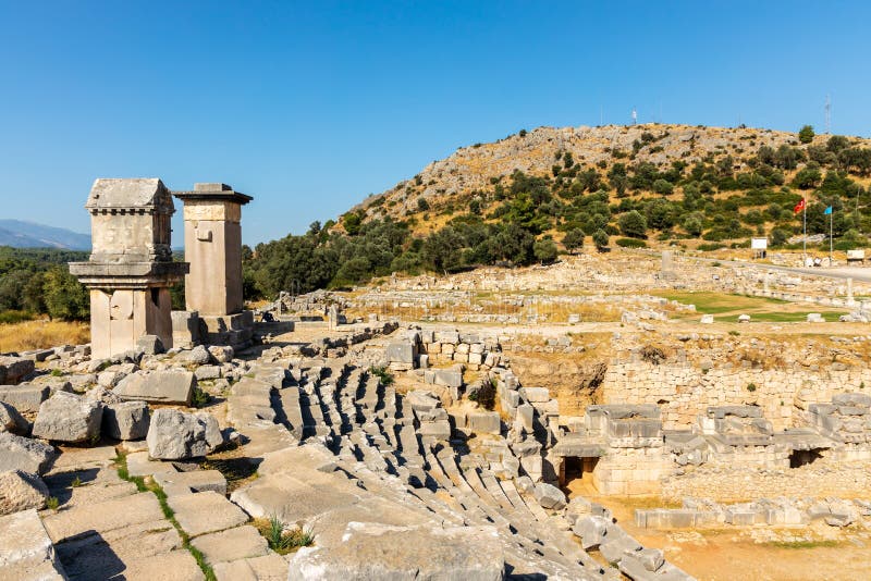 Ερείπια του Ξανθού και αρχαία πόλη της Λυκίας στην επαρχία Αντάλια της Τουρκίας στοκ φωτογραφία με δικαίωμα ελεύθερης χρήσης