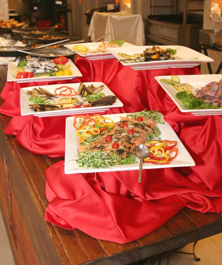 Buffet of restaurant with meat, vegetable and fish cold snack. Buffet of restaurant with meat, vegetable and fish cold snack