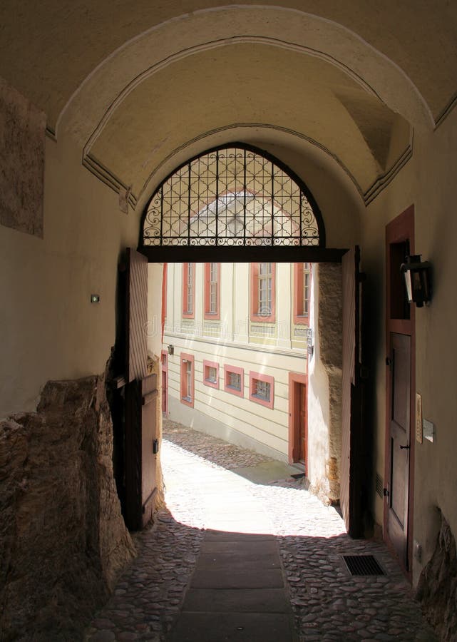 εσωτερική οδός schloss weesenstein με arches saxony germany στοκ φωτογραφίες με δικαίωμα ελεύθερης χρήσης