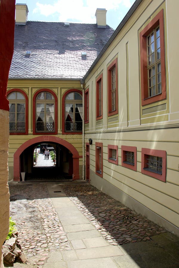 εσωτερική οδός schloss weesenstein με arches saxony germany στοκ φωτογραφία