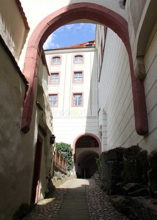 εσωτερική οδός schloss weesenstein με arches saxony germany στοκ φωτογραφία με δικαίωμα ελεύθερης χρήσης