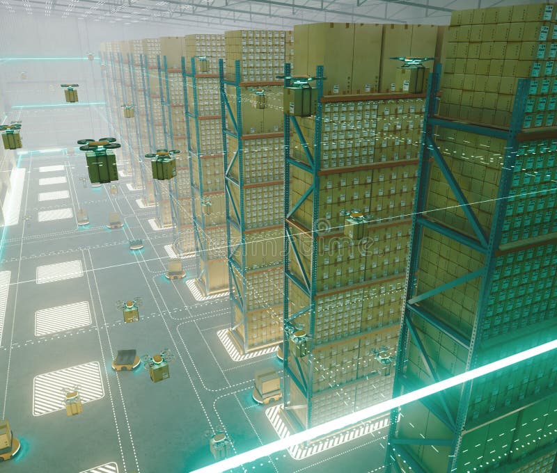 εσωτερικό futustic warehouse διανυσματική απεικόνιση