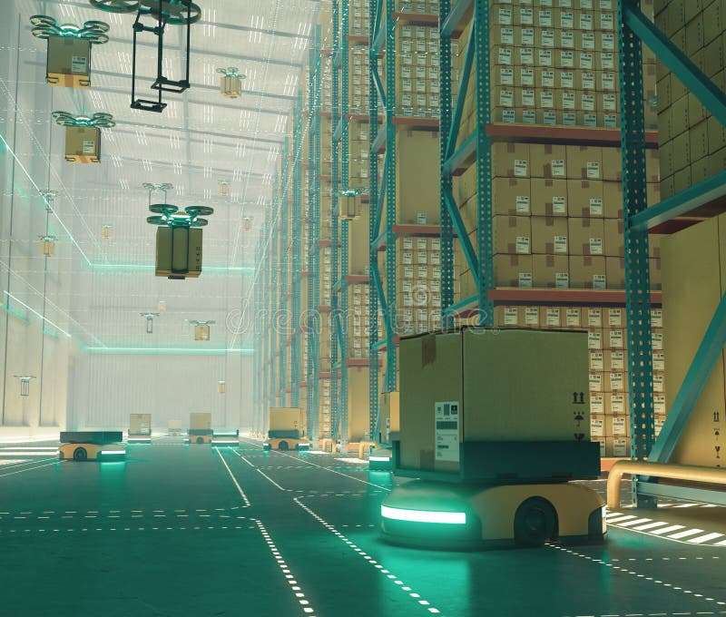 εσωτερικό futustic warehouse διανυσματική απεικόνιση