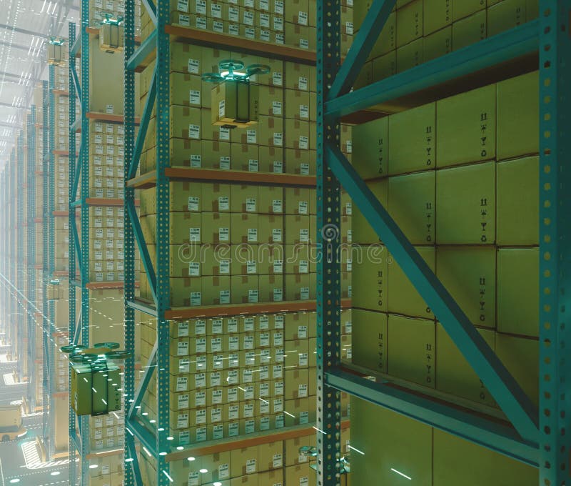 εσωτερικό futustic warehouse διανυσματική απεικόνιση
