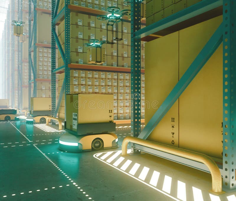εσωτερικό futustic warehouse απεικόνιση αποθεμάτων