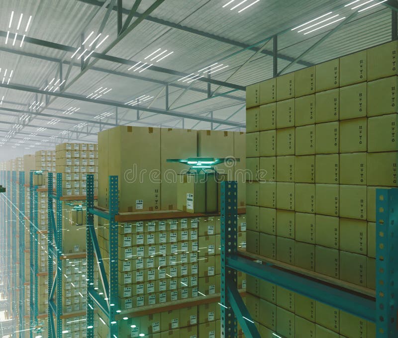 εσωτερικό futustic warehouse διανυσματική απεικόνιση