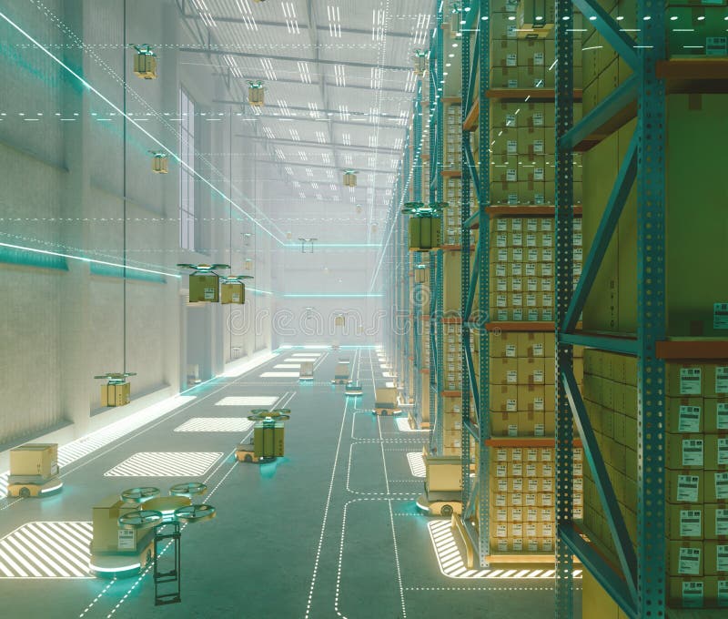 εσωτερικό futustic warehouse ελεύθερη απεικόνιση δικαιώματος