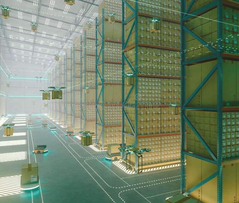 εσωτερικό futustic warehouse διανυσματική απεικόνιση