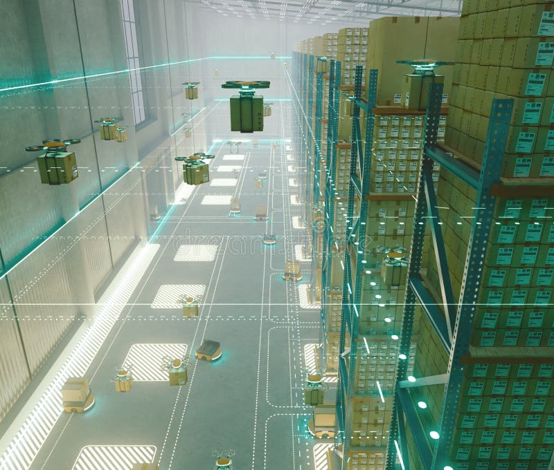εσωτερικό futustic warehouse διανυσματική απεικόνιση