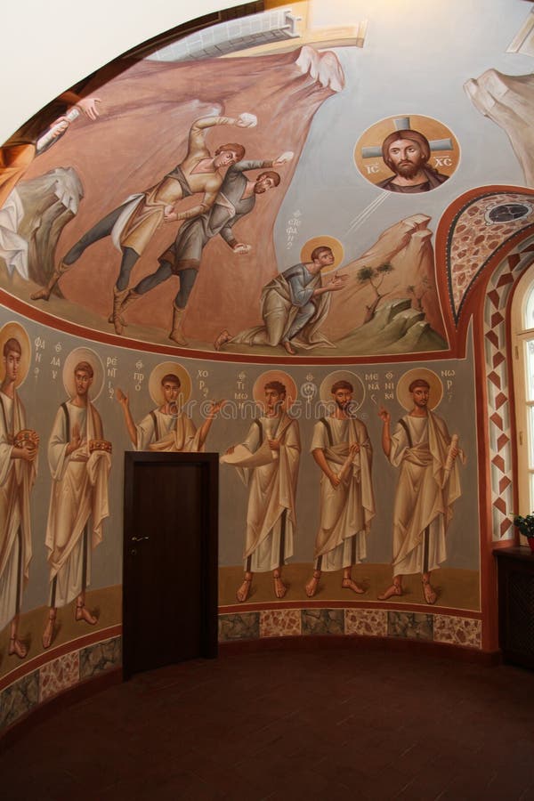 Εσωτερικό, βωμός, εικονίδια, νωπογραφίες, βαπτιστική πηγή, στην παλαιά ρωσική παραδοσιακή Ορθόδοξη Εκκλησία διανυσματική απεικόνιση Εσωτερικό, βωμός, εικονίδια, νωπογραφίες, βαπτιστική πηγή, στην παλαιά ρωσική παραδοσιακή Ορθόδοξη Εκκλησία διανυσματική απεικόνιση