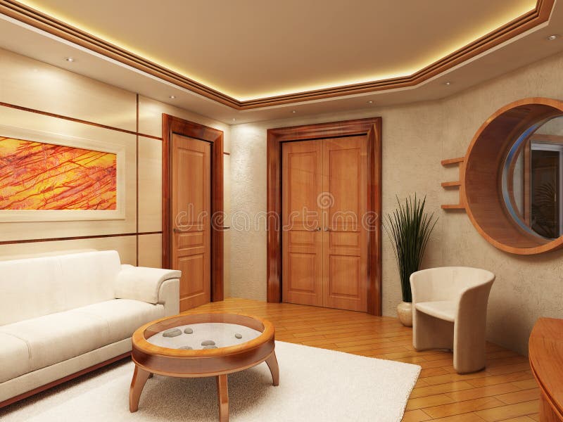 3d rendering of the lounge room in yacht style. 3d rendering of the lounge room in yacht style