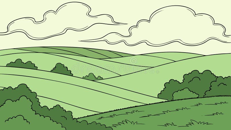 Ευέλικτες εικόνες : Σχεδίαση Lush Green Rolling Hill με διάνυσμα Γεννητική τεχνητή νοημοσύνη ελεύθερη απεικόνιση δικαιώματος