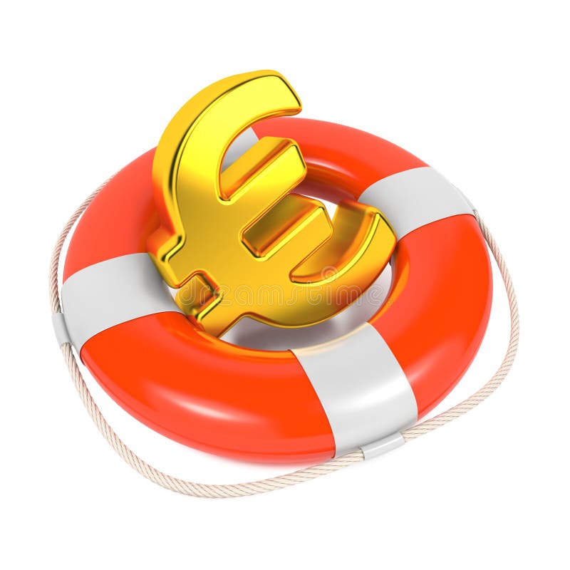 Ευρο- σημάδι σε κόκκινο Lifebuoy. Απομονωμένος στο λευκό. απεικόνιση αποθεμάτων Ευρο- σημάδι σε κόκκινο Lifebuoy. Απομονωμένος στο λευκό. απεικόνιση αποθεμάτων