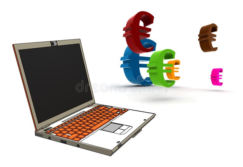 ευρο- σύγχρονα σύμβολα lap-top ελεύθερη απεικόνιση δικαιώματος
