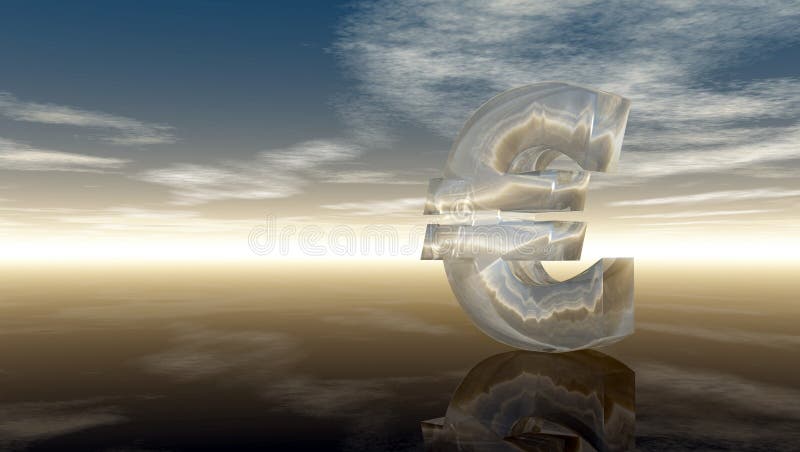 Ευρο- σύμβολο κάτω από το νεφελώδη μπλε ουρανό ελεύθερη απεικόνιση δικαιώματος