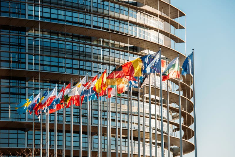 Ευρωπαϊκές σημαίες Parliamentfrontal στοκ εικόνα με δικαίωμα ελεύθερης χρήσης Ευρωπαϊκές σημαίες Parliamentfrontal στοκ εικόνα με δικαίωμα ελεύθερης χρήσης