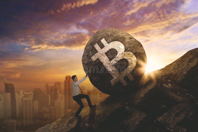 Ευρωπαϊκό ωθώντας bitcoin σύμβολο επιχειρηματιών στοκ εικόνα με δικαίωμα ελεύθερης χρήσης Ευρωπαϊκό ωθώντας bitcoin σύμβολο επιχειρηματιών στοκ εικόνα με δικαίωμα ελεύθερης χρήσης