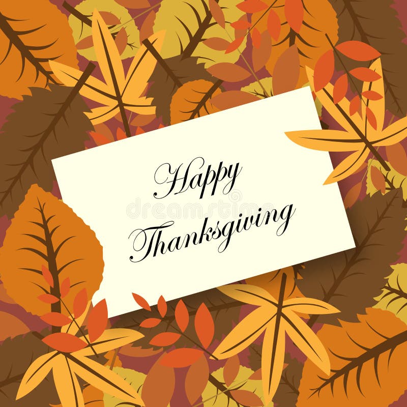 Illustration of a greeting card for Thanksgiving with autumnal leaves.EPS file available. Illustration of a greeting card for Thanksgiving with autumnal leaves.EPS file available