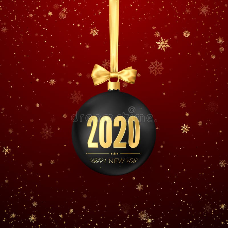 Ευτυχισμένο το νέο έτος 2020 Ευχετήριες κάρτες με μαύρη χριστουγεννιάτικη μπάλα με χιονοπτώσεις και χρυσά νούμερα 2020 Πρωτοχρονι απεικόνιση αποθεμάτων Ευτυχισμένο το νέο έτος 2020 Ευχετήριες κάρτες με μαύρη χριστουγεννιάτικη μπάλα με χιονοπτώσεις και χρυσά νούμερα 2020 Πρωτοχρονι απεικόνιση αποθεμάτων