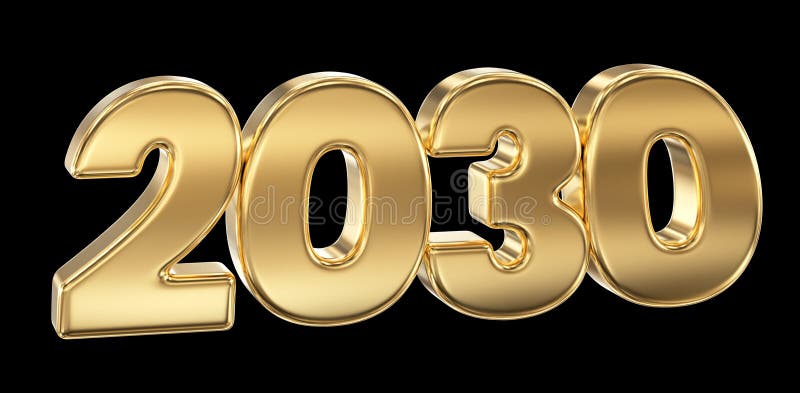 Ευτυχισμένος Ο Αριθμός Της Πρωτοχρονιάς 2030, Χρυσό Με Μαύρο Φόντο διανυσματική απεικόνιση