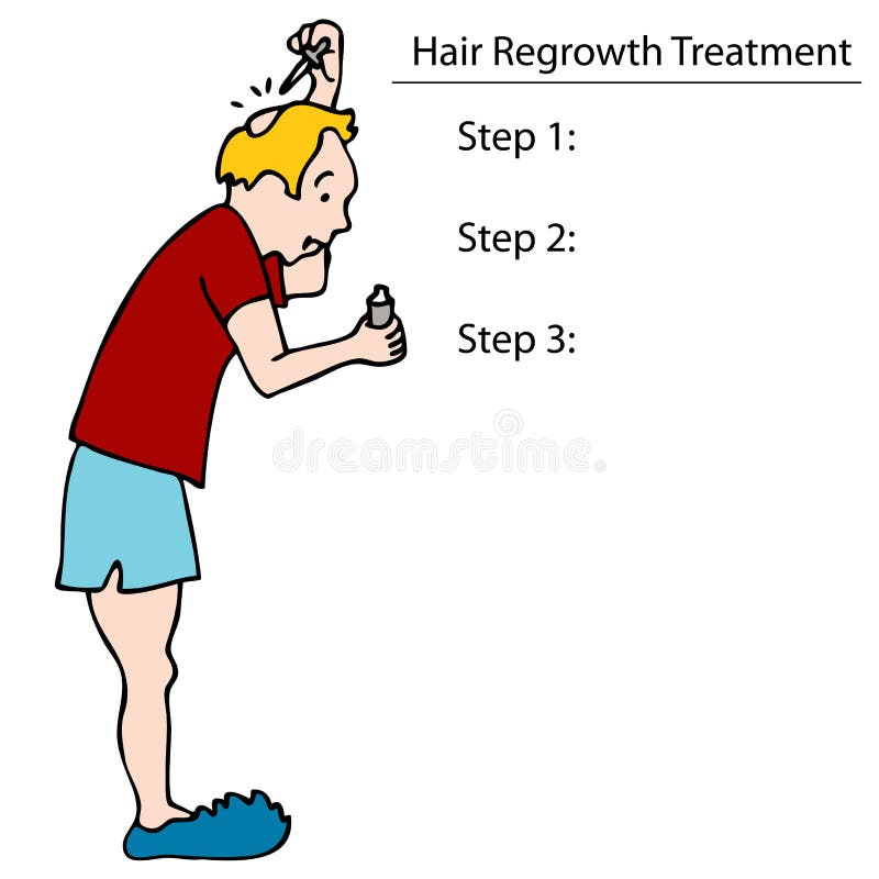 An image of a man applying hair tonic to his balding head. An image of a man applying hair tonic to his balding head.