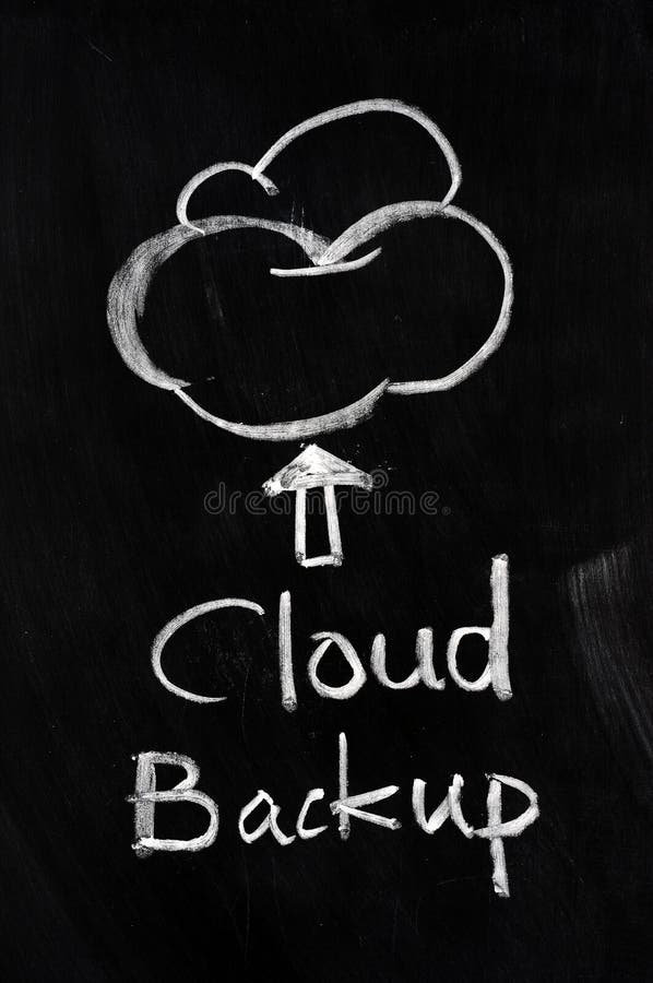 Cloud backup written on blackboard. Cloud backup written on blackboard