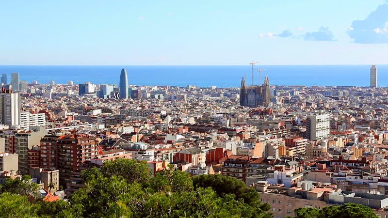 Ζουμ μέσα στην πόλη Βαρκελώνη και Sagrada Familia