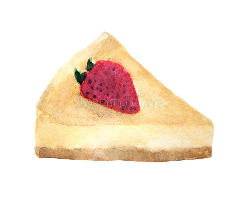 Ζωγραφική Watercolor cheesecake φραουλών που απομονώνεται στο άσπρο υπόβαθρο απεικόνιση αποθεμάτων Ζωγραφική Watercolor cheesecake φραουλών που απομονώνεται στο άσπρο υπόβαθρο απεικόνιση αποθεμάτων