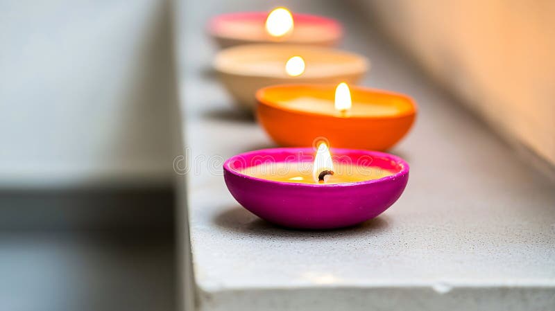 ζωηρές σειρές πολύχρωμων diyas που φωτίζουν τα βήματα ενός ναού που γιορτάζει τη γιορτή και την παράδοση στην ανθρώπινη γαλήνη διανυσματική απεικόνιση