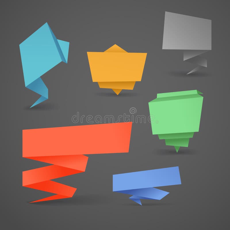 Ζωηρόχρωμα polygonal εμβλήματα origami καθορισμένα διανυσματική απεικόνιση Ζωηρόχρωμα polygonal εμβλήματα origami καθορισμένα διανυσματική απεικόνιση