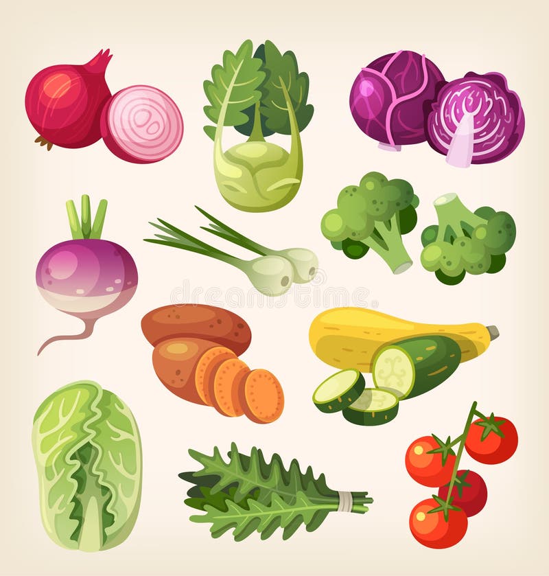 Common and exotic grocery, garden and field vegetables. Icons for labels and packages or for kid's education. Common and exotic grocery, garden and field vegetables. Icons for labels and packages or for kid's education.