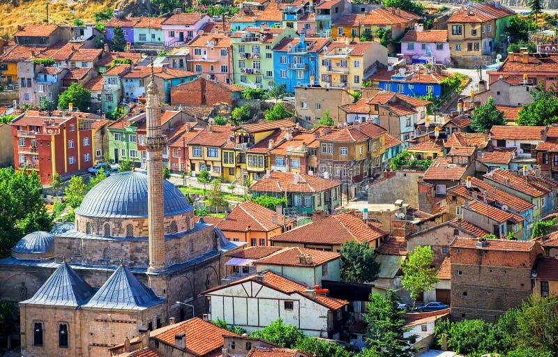 Ζωηρόχρωμα παραδοσιακά οθωμανικά σπίτια, Afyon, Τουρκία στοκ εικόνες