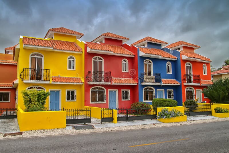 Colorful houses in a Dominican Republic beach resort in Punta Cana. Colorful houses in a Dominican Republic beach resort in Punta Cana