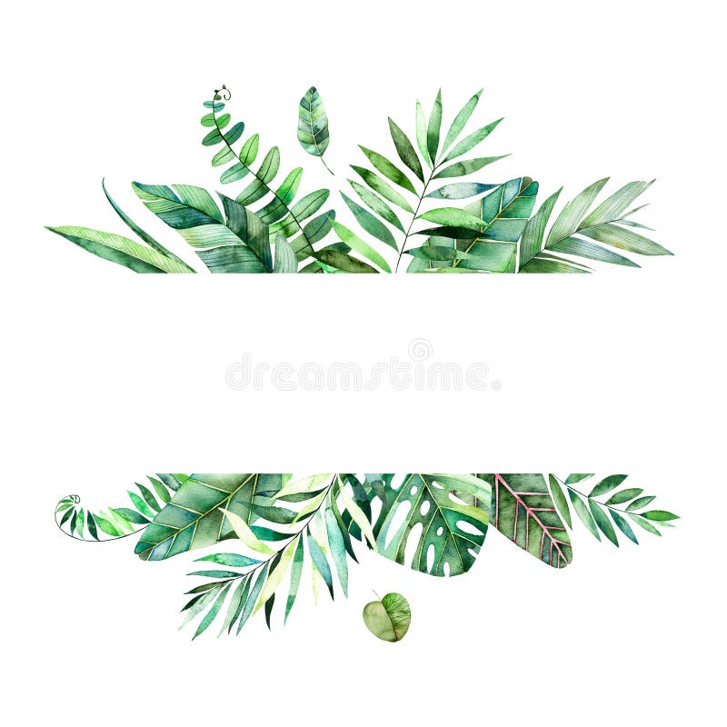 Πολύχρωμο λουλουδένιο πλαίσιο με πολύχρωμα τροπικά φύλλα. απεικόνιση αποθεμάτων