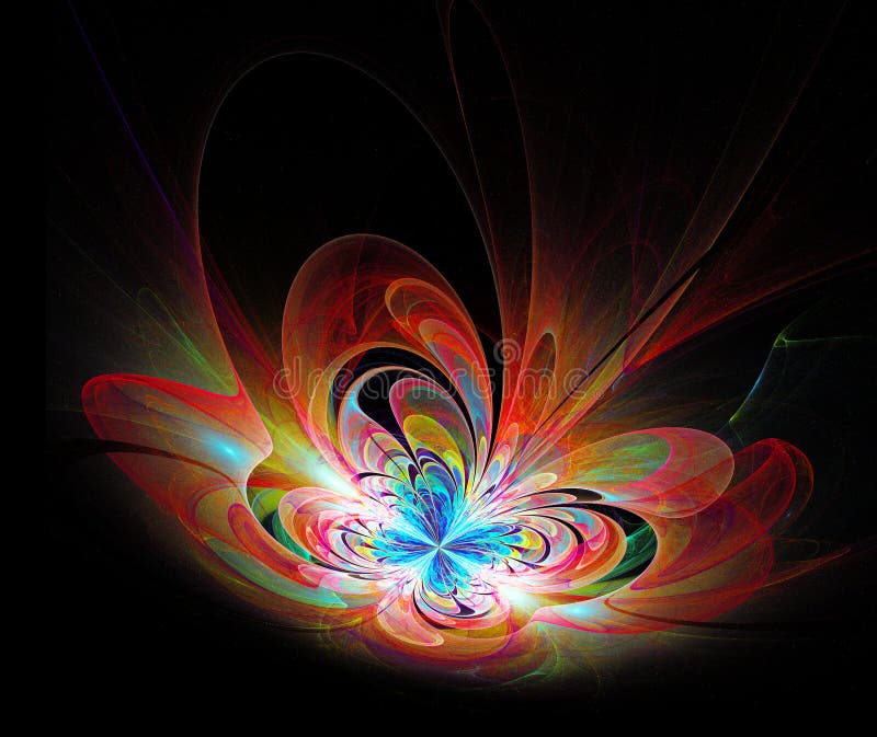 Ζωηρόχρωμο fractal πεταλούδων απεικόνισης τρισδιάστατο δίνει διανυσματική απεικόνιση