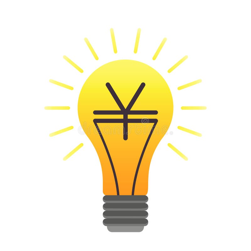 Ζωηρόχρωμο διάνυσμα lightbulb με τα γεν, επιχειρησιακή ιδέα διανυσματική απεικόνιση Ζωηρόχρωμο διάνυσμα lightbulb με τα γεν, επιχειρησιακή ιδέα διανυσματική απεικόνιση