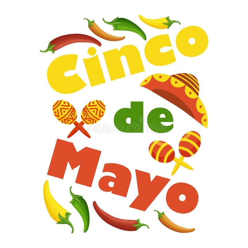 Ζωηρόχρωμο εορταστικό υπόβαθρο Cinco de Mayo με τα αντικείμενα και τα σύμβολα ελεύθερη απεικόνιση δικαιώματος Ζωηρόχρωμο εορταστικό υπόβαθρο Cinco de Mayo με τα αντικείμενα και τα σύμβολα ελεύθερη απεικόνιση δικαιώματος