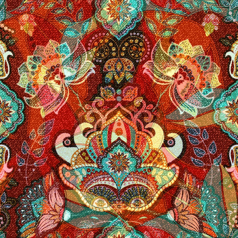 Ζωηρόχρωμο διακοσμητικό σχέδιο Εθνικό floral υπόβαθρο ελεύθερη απεικόνιση δικαιώματος