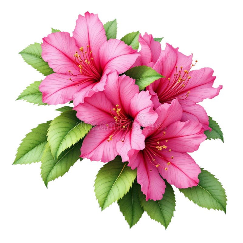 Ζωντανή ροζ Azalea Bouquet Εικονογράφηση απεικόνιση αποθεμάτων