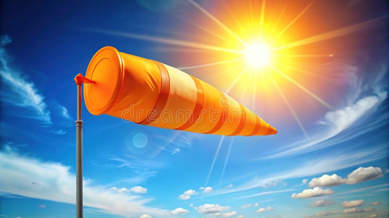 Ζωντανό Spring Windsock Χορεύει στο ηλιόλουστο φως Μια εντυπωσιακή εικόνα φωτογραφίας υψηλής ποιότητας, ιδανική για ταπετσαρία ή διανυσματική απεικόνιση