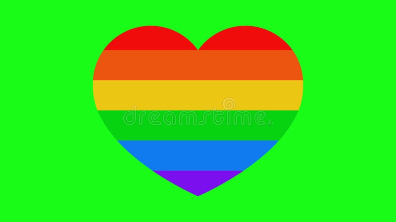 Ζωτικότητα της καρδιάς με τη σημαία LGBT σε μια πράσινη οθόνη Ομοφυλοφιλική καρδιά ελεύθερη απεικόνιση δικαιώματος