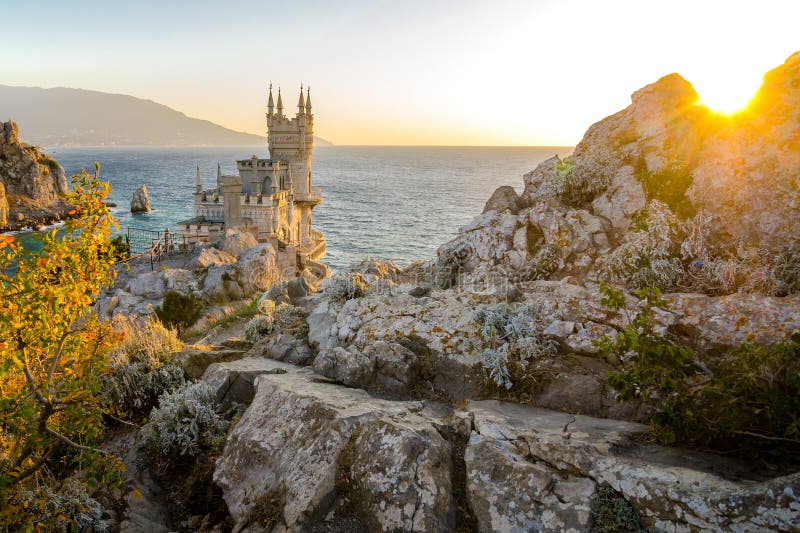 The Swallow`s Nest is a decorative castle located at Gaspra, a small spa town between Yalta and Alupka, in Crimea. The Swallow`s Nest is a decorative castle located at Gaspra, a small spa town between Yalta and Alupka, in Crimea.