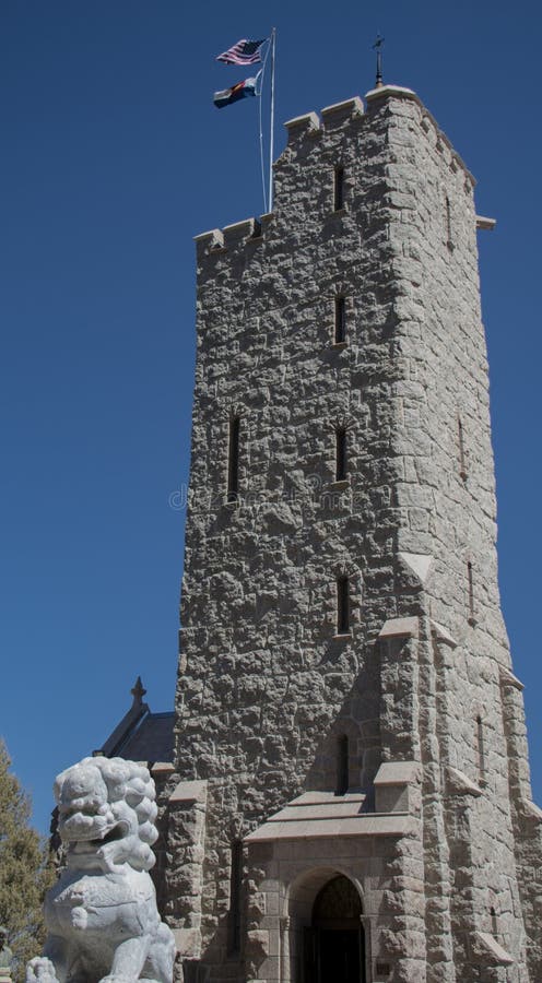 The Will Rogers Shrine of the Sun is a city park site in Colorado Springs Colorado. The monument to Will Rogers is a stone tower built from blocks cut from a single boulder. The Will Rogers Shrine of the Sun is a city park site in Colorado Springs Colorado. The monument to Will Rogers is a stone tower built from blocks cut from a single boulder.