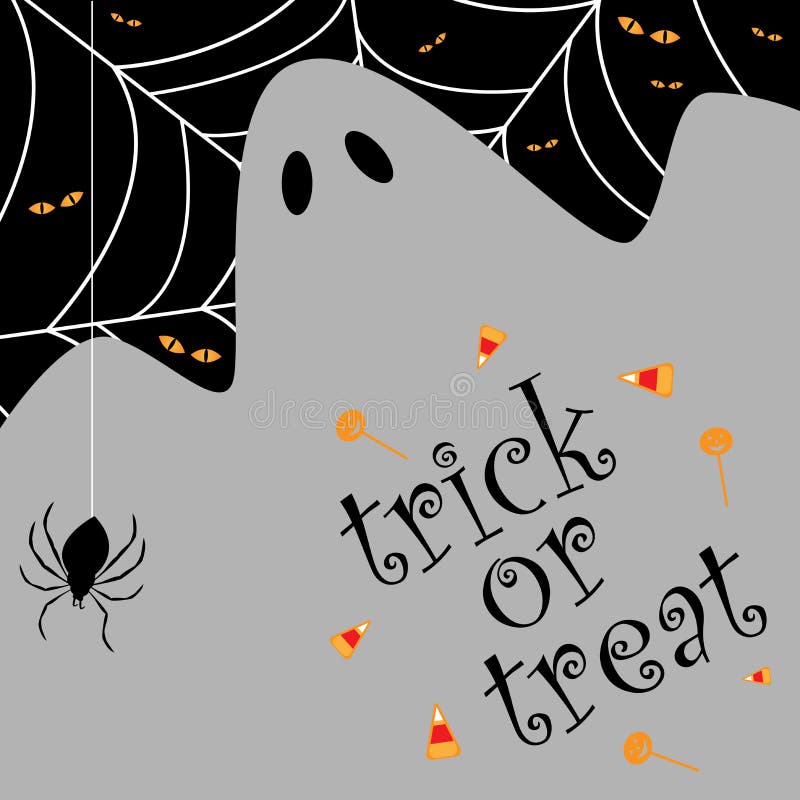 Trick or treat background for Halloween with a spider web and a ghost.EPS available. Trick or treat background for Halloween with a spider web and a ghost.EPS available