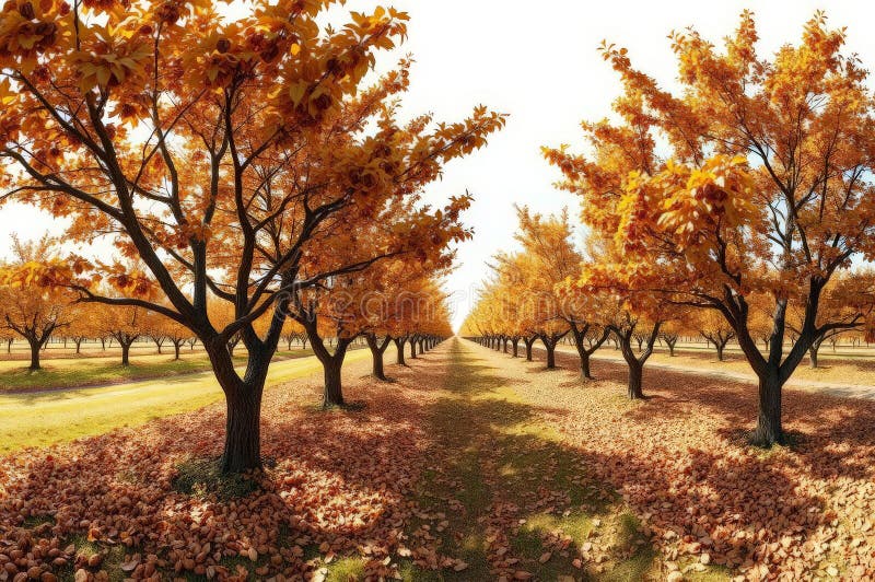 Η Γαλήνη του Φθινοπώρου στο Pecan Orchard απεικόνιση αποθεμάτων