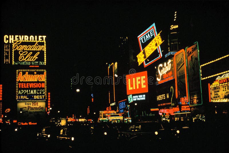 Vivid color shot of Times Square back in the 1950's. (Scanned from slide). Vivid color shot of Times Square back in the 1950's. (Scanned from slide)