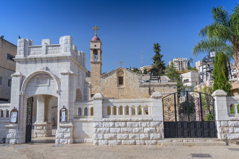 Η ελληνική βασιλική Ορθόδοξων Εκκλησιών Annunciation στη Ναζαρέτ Ισραήλ στοκ εικόνες Η ελληνική βασιλική Ορθόδοξων Εκκλησιών Annunciation στη Ναζαρέτ Ισραήλ στοκ εικόνες